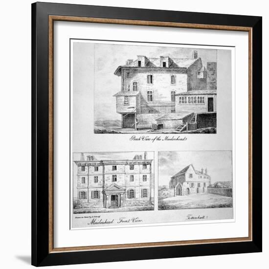 Three Views of Toten Hall, Tottenham Court Road, St Pancras, London, C1810-George Scharf-Framed Giclee Print