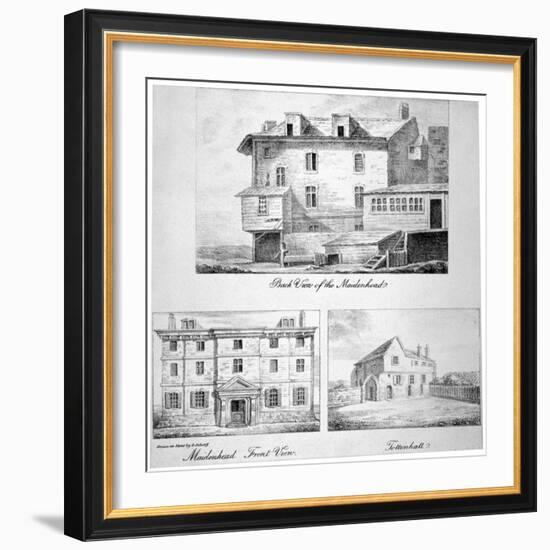 Three Views of Toten Hall, Tottenham Court Road, St Pancras, London, C1810-George Scharf-Framed Giclee Print