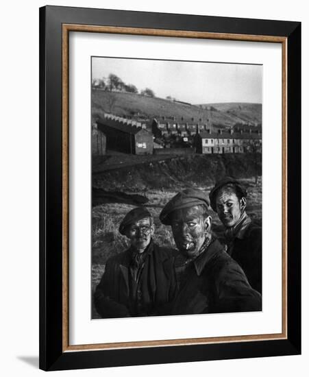 Three Welsh Coal Miners Just Up from the Pits After a Day's Work in Coal Mine in Wales-W^ Eugene Smith-Framed Photographic Print