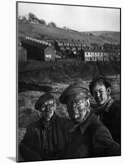 Three Welsh Coal Miners Just Up from the Pits After a Day's Work in Coal Mine in Wales-W^ Eugene Smith-Mounted Photographic Print