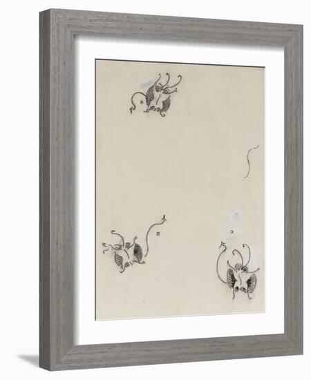 Three Whistler Butterflies, C.1890 (Crayon & Chinese White on Lithographic Transfer Paper)-James Abbott McNeill Whistler-Framed Giclee Print