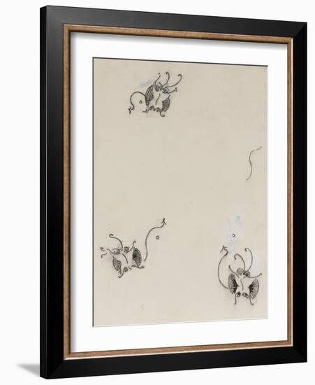 Three Whistler Butterflies, C.1890 (Crayon & Chinese White on Lithographic Transfer Paper)-James Abbott McNeill Whistler-Framed Giclee Print