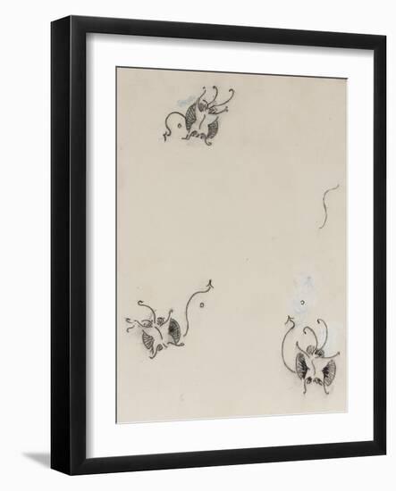 Three Whistler Butterflies, C.1890 (Crayon & Chinese White on Lithographic Transfer Paper)-James Abbott McNeill Whistler-Framed Giclee Print