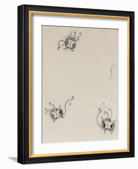 Three Whistler Butterflies, C.1890 (Crayon & Chinese White on Lithographic Transfer Paper)-James Abbott McNeill Whistler-Framed Giclee Print