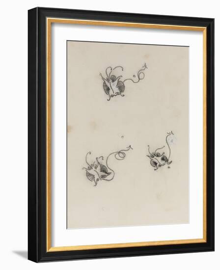 Three Whistler Butterflies (Crayon & Chinese White on Lithographic Transfer Paper)-James Abbott McNeill Whistler-Framed Giclee Print