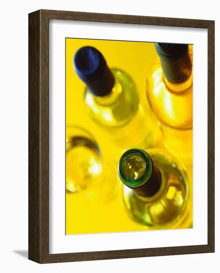 Three White Wine Bottles and a Wine Glass-Ulrike Koeb-Framed Photographic Print