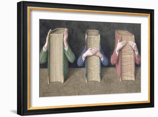 Three Wise Books, 2005-Jonathan Wolstenholme-Framed Giclee Print