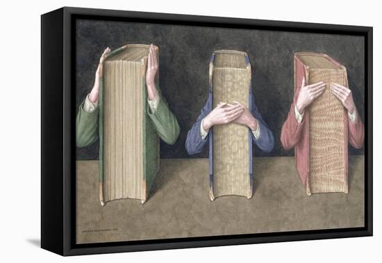 Three Wise Books, 2005-Jonathan Wolstenholme-Framed Premier Image Canvas