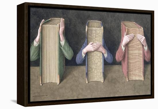 Three Wise Books, 2005-Jonathan Wolstenholme-Framed Premier Image Canvas