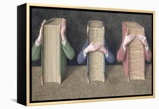 Three Wise Books, 2005-Jonathan Wolstenholme-Framed Premier Image Canvas
