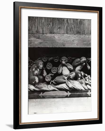 Three Wise Monkeys Sculpture at Toshugu Shrine-null-Framed Photographic Print