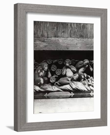 Three Wise Monkeys Sculpture at Toshugu Shrine-null-Framed Photographic Print