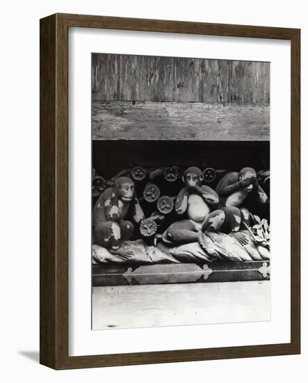 Three Wise Monkeys Sculpture at Toshugu Shrine-null-Framed Photographic Print