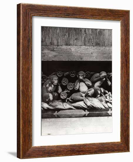 Three Wise Monkeys Sculpture at Toshugu Shrine-null-Framed Photographic Print