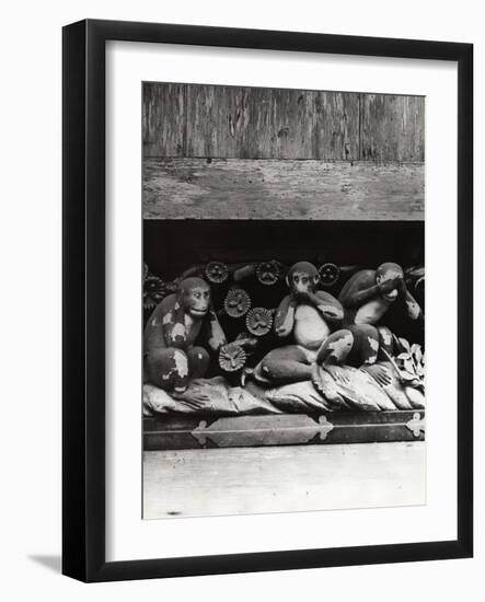 Three Wise Monkeys Sculpture at Toshugu Shrine-null-Framed Photographic Print