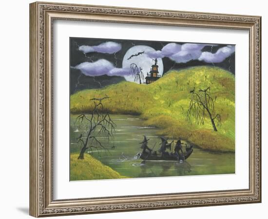 Three Witches Halloween Boat Ride-Cheryl Bartley-Framed Giclee Print