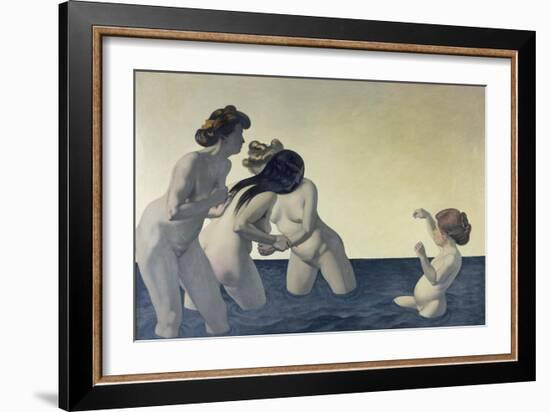 Three Women and a Girl Playing in the Water, 1907-Felix Vallotton-Framed Giclee Print