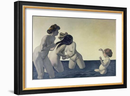 Three Women and a Girl Playing in the Water, 1907-Felix Vallotton-Framed Giclee Print