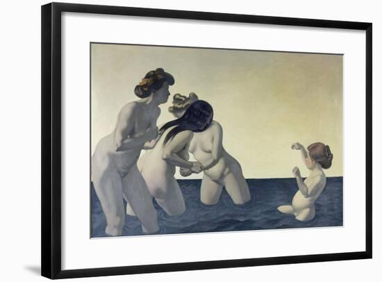 Three Women and a Girl Playing in the Water, 1907-Felix Vallotton-Framed Giclee Print