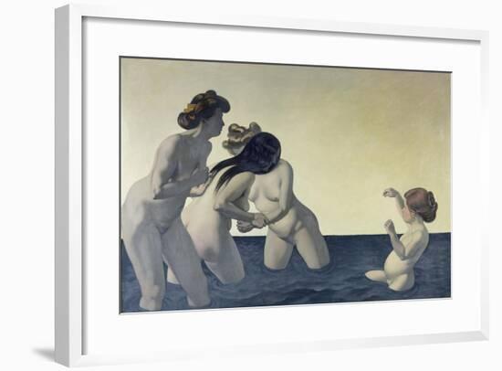 Three Women and a Girl Playing in the Water, 1907-Felix Vallotton-Framed Giclee Print
