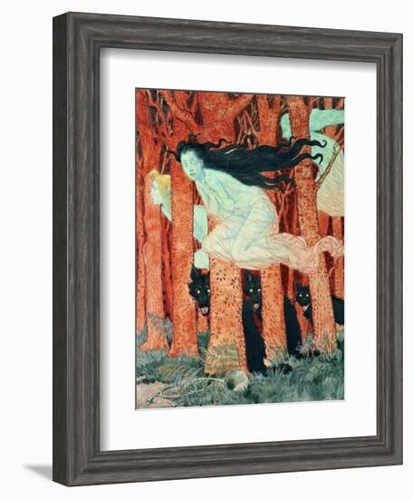 Three Women and Three Wolves (W/C)-Eugene Grasset-Framed Giclee Print