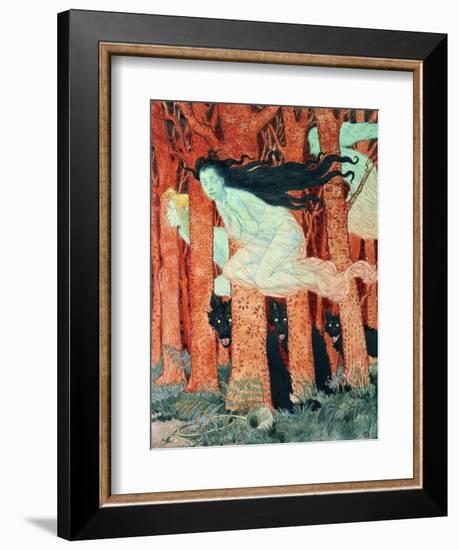 Three Women and Three Wolves (W/C)-Eugene Grasset-Framed Giclee Print