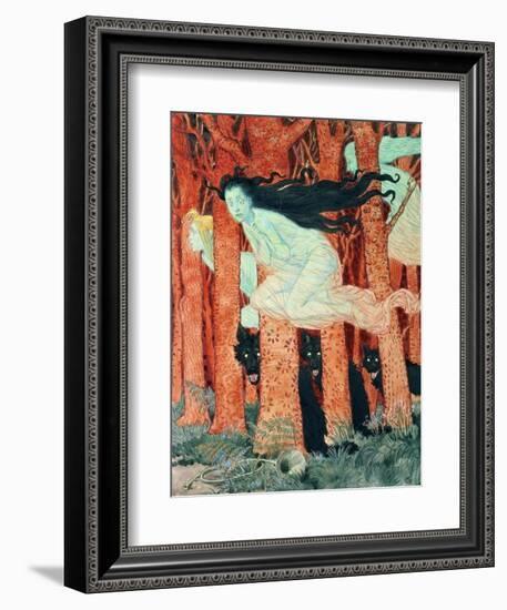 Three Women and Three Wolves (W/C)-Eugene Grasset-Framed Giclee Print