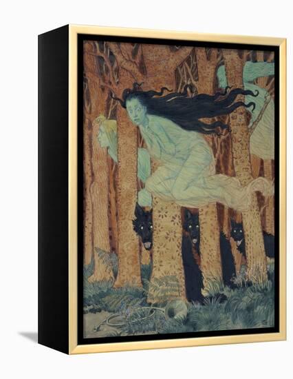 Three Women and Three Wolves-Eugene Grasset-Framed Premier Image Canvas
