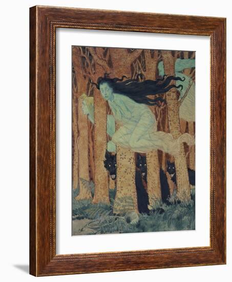 Three Women and Three Wolves-Eugene Grasset-Framed Giclee Print