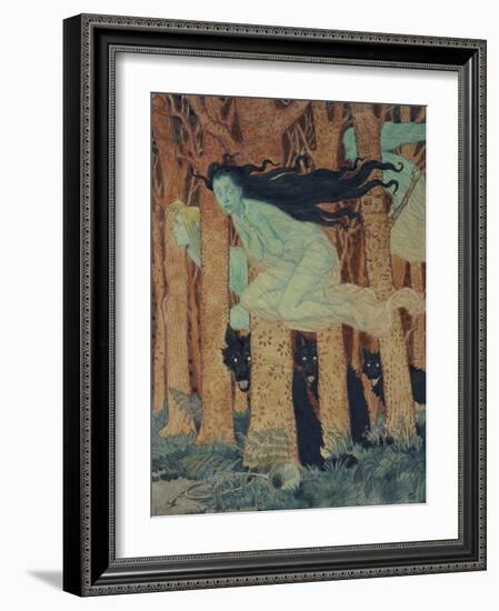 Three Women and Three Wolves-Eugene Grasset-Framed Giclee Print