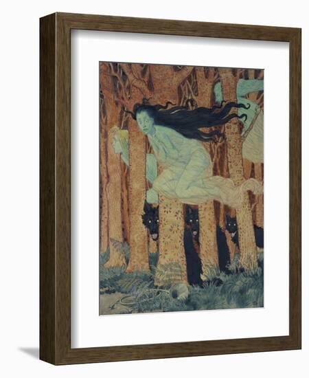 Three Women and Three Wolves-Eugene Grasset-Framed Giclee Print