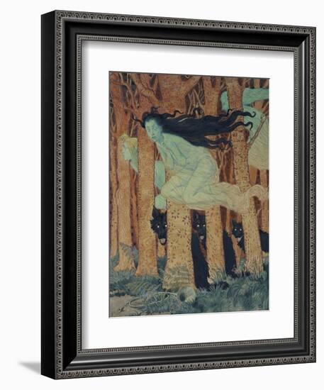 Three Women and Three Wolves-Eugene Grasset-Framed Giclee Print