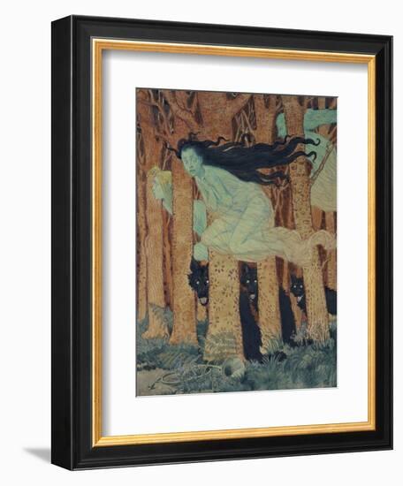 Three Women and Three Wolves-Eugene Grasset-Framed Giclee Print