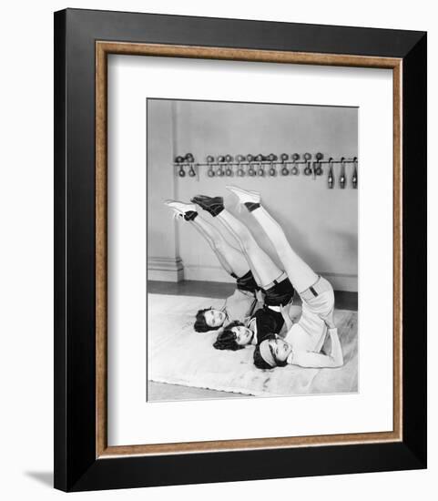 Three Women Exercising-null-Framed Art Print