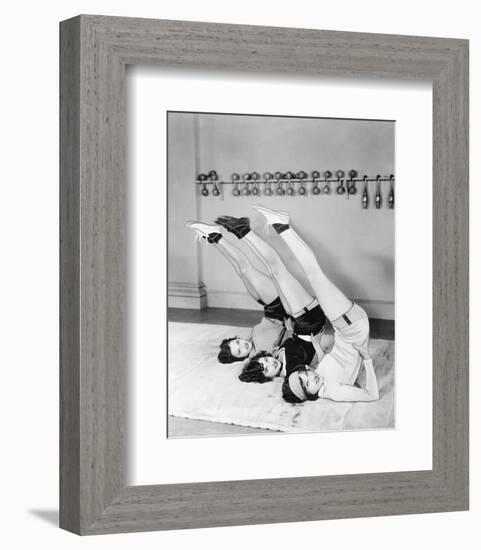 Three Women Exercising-null-Framed Art Print