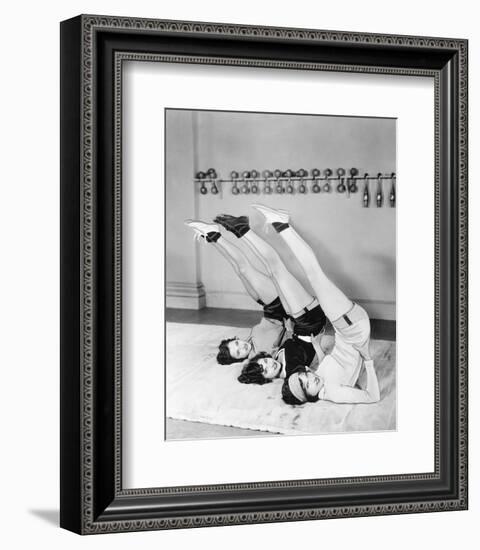 Three Women Exercising-null-Framed Art Print