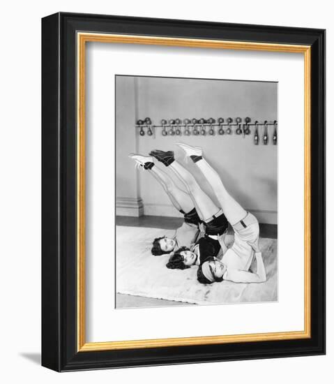 Three Women Exercising-null-Framed Art Print