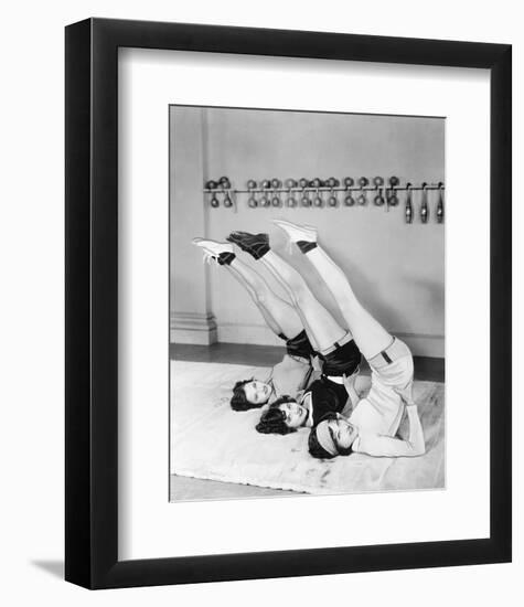 Three Women Exercising-null-Framed Art Print