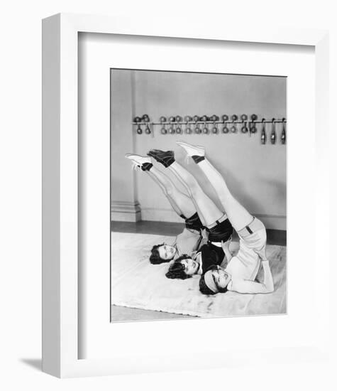 Three Women Exercising-null-Framed Art Print