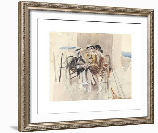 Three Women in Conversation on a Terrace-Giovanni Boldini-Framed Premium Giclee Print