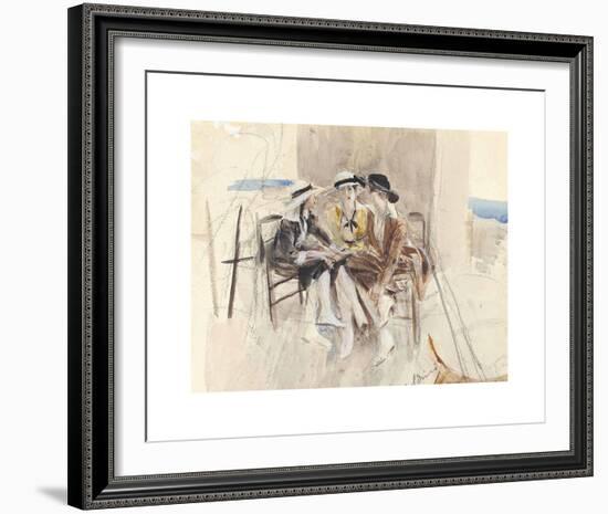 Three Women in Conversation on a Terrace-Giovanni Boldini-Framed Premium Giclee Print