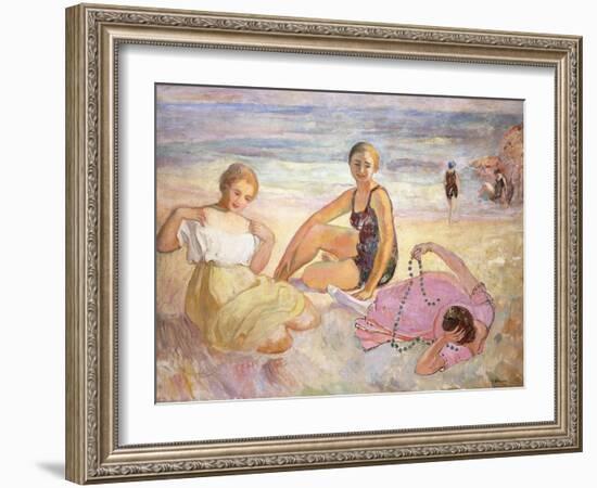 Three Women on the Beach; Trois Femmes a La Plage-Henri Lebasque-Framed Giclee Print