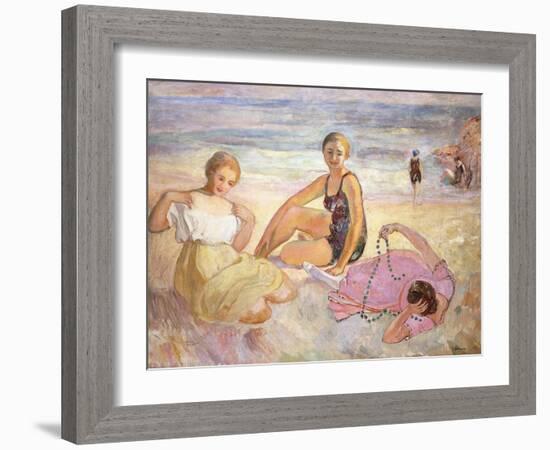 Three Women on the Beach; Trois Femmes a La Plage-Henri Lebasque-Framed Giclee Print