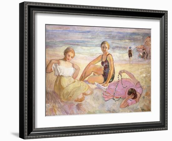 Three Women on the Beach; Trois Femmes a La Plage-Henri Lebasque-Framed Giclee Print