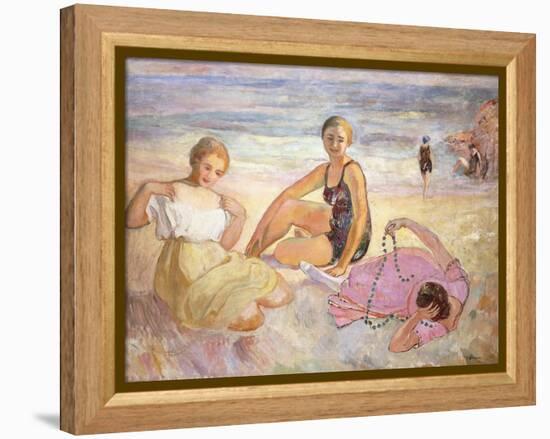 Three Women on the Beach; Trois Femmes a La Plage-Henri Lebasque-Framed Premier Image Canvas