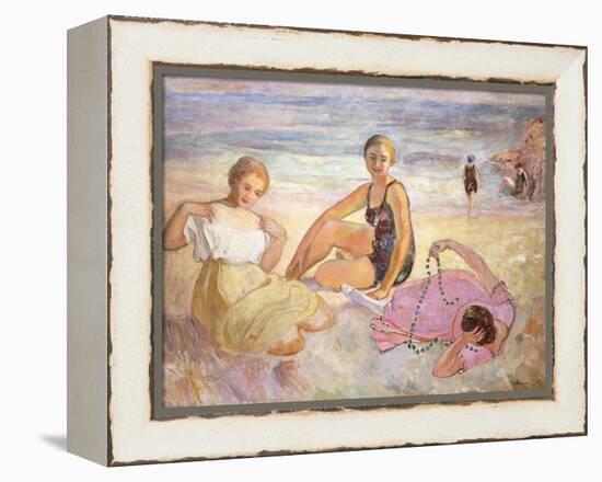 Three Women on the Beach; Trois Femmes a La Plage-Henri Lebasque-Framed Premier Image Canvas