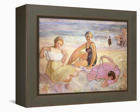 Three Women on the Beach; Trois Femmes a La Plage-Henri Lebasque-Framed Premier Image Canvas