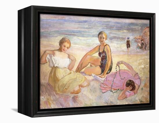 Three Women on the Beach; Trois Femmes a La Plage-Henri Lebasque-Framed Premier Image Canvas