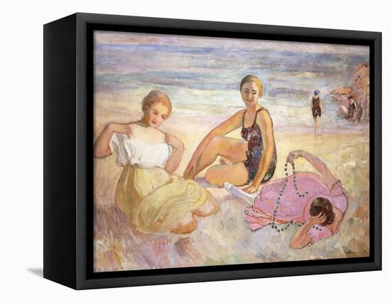 Three Women on the Beach; Trois Femmes a La Plage-Henri Lebasque-Framed Premier Image Canvas