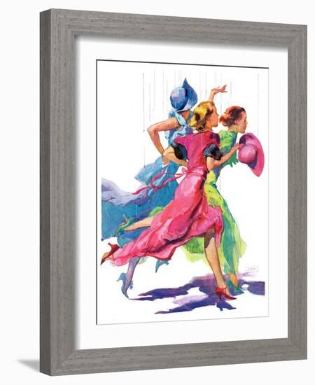 "Three Women Running from Rain,"April 2, 1932-John LaGatta-Framed Giclee Print